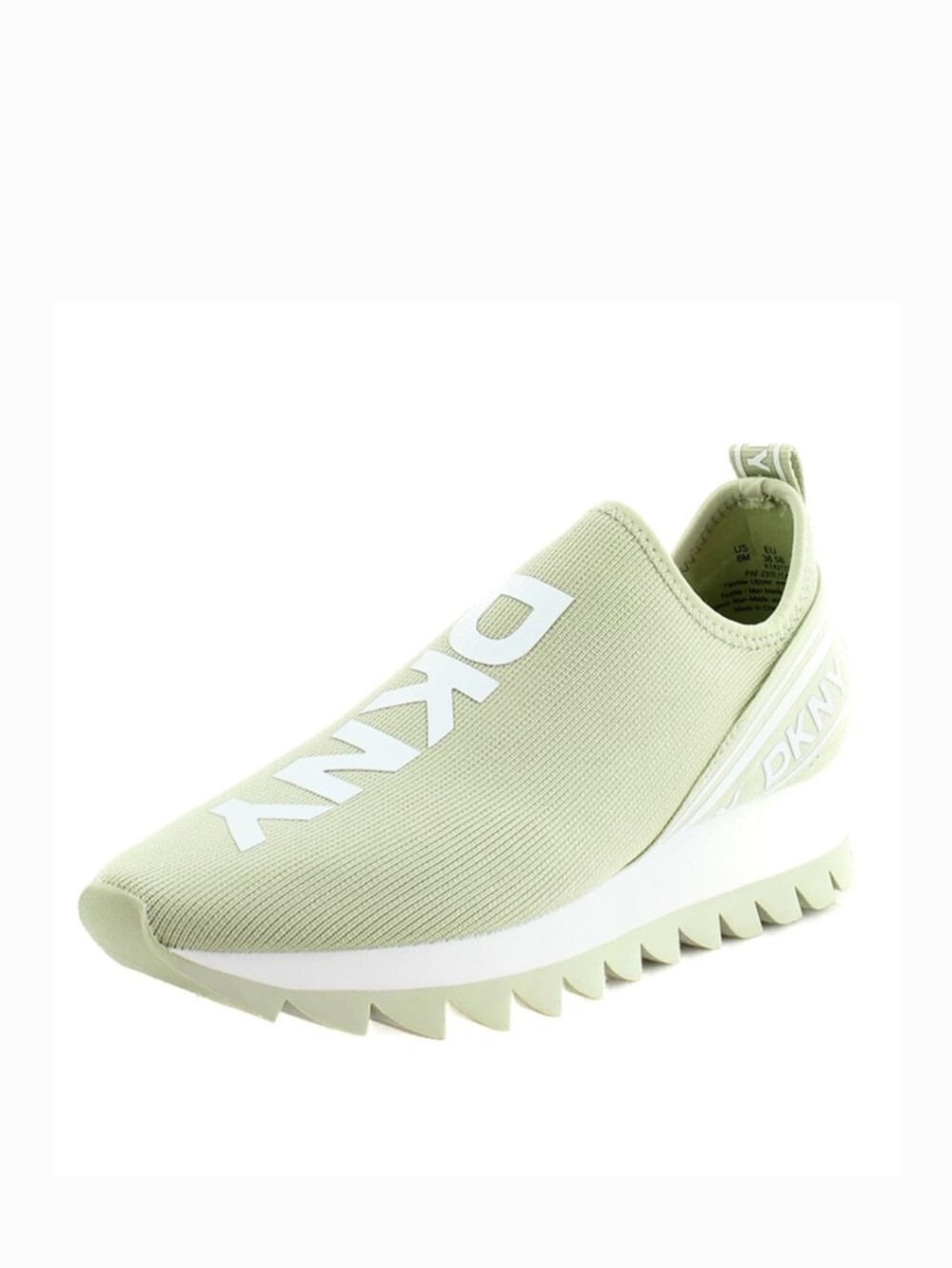 New DKNY Abbi Slip-On Platform Sock Sneaker in Light Sage Green